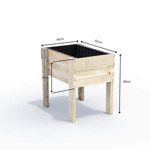 COMPACT Raised Garden Bed on Legs - Timber 81x60x80cm(h)